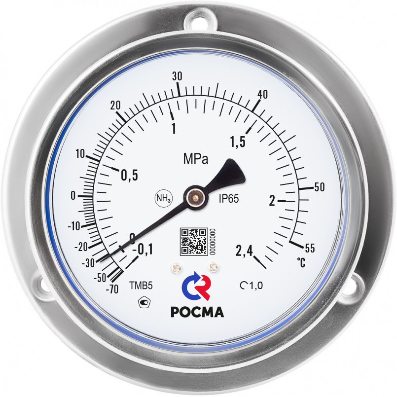 радиальное присоединение. 0-4MPa. /(-30-+70C). Резьба G1/2. Класс точности 1